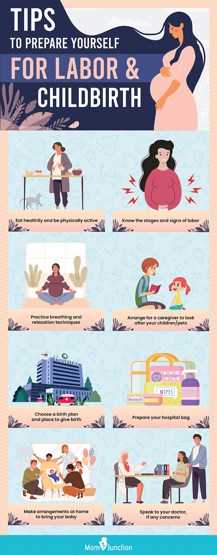 tips to prepare yourself for the labor and childbirth (infographic)